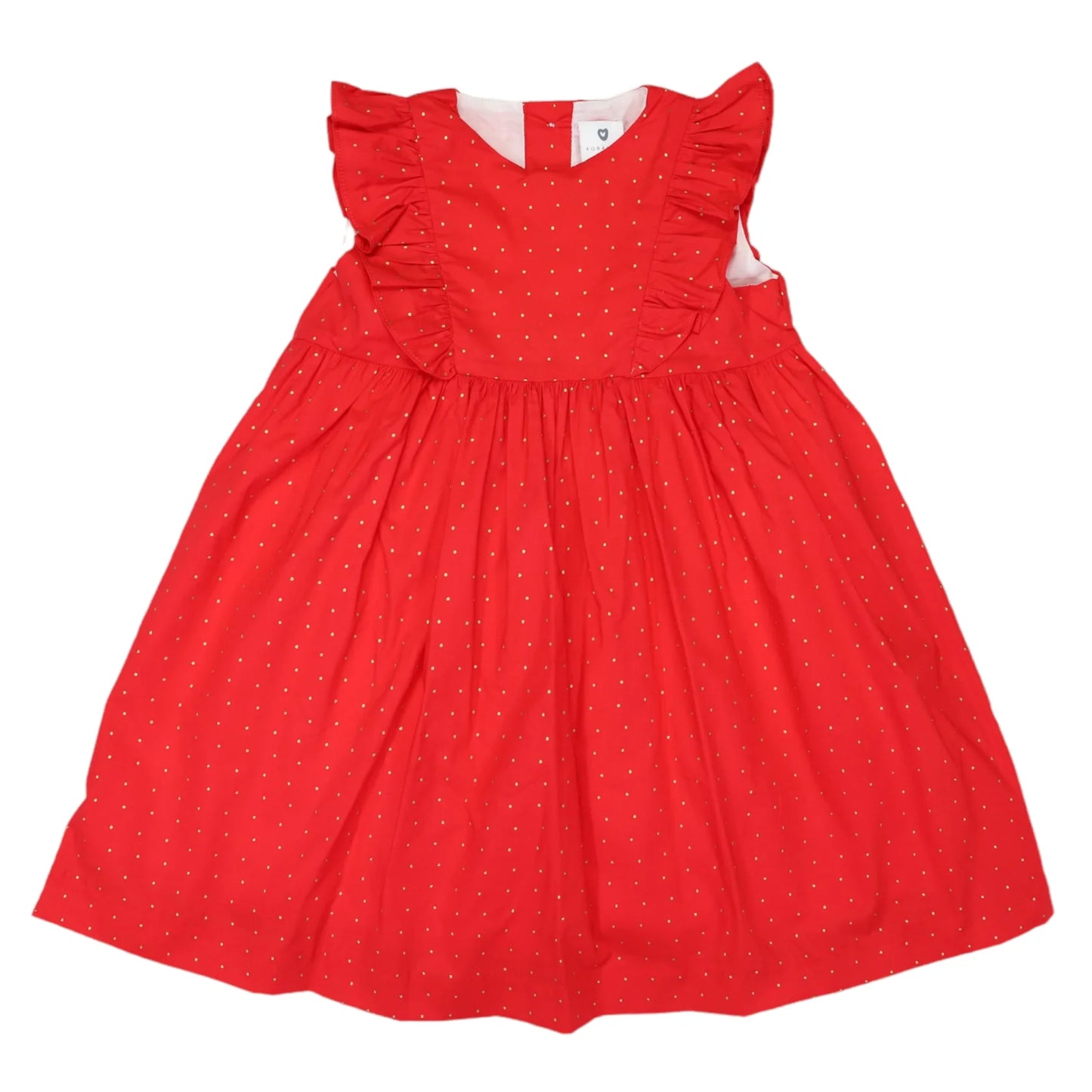 Gold Spot Frill Dress - Red