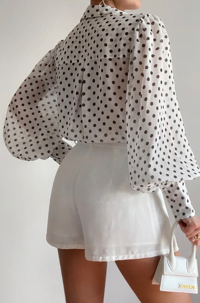 Fleetwood Blouse - White Polka
