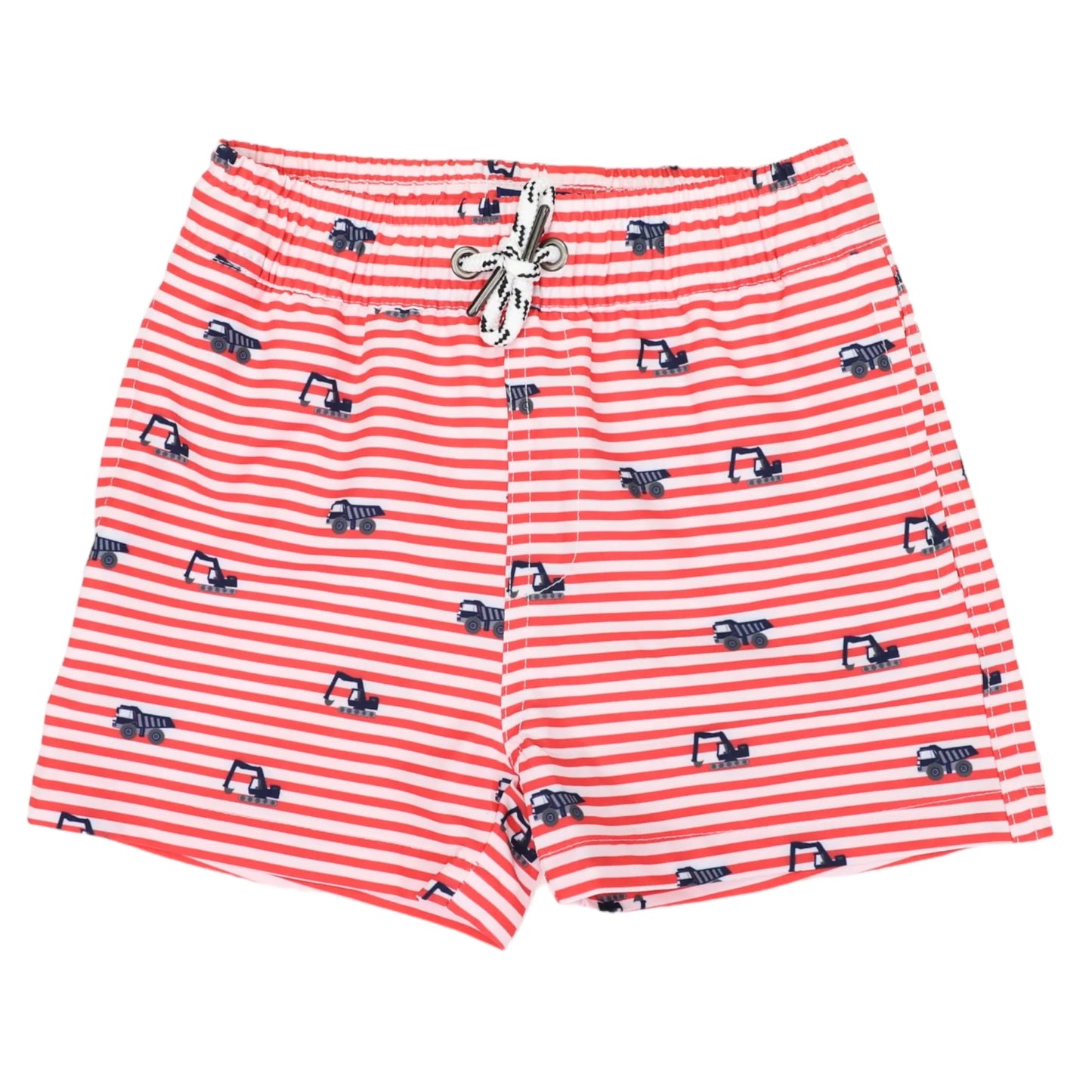Truck Print UPF50 Quick Dry Boardies - Stripe Red/White