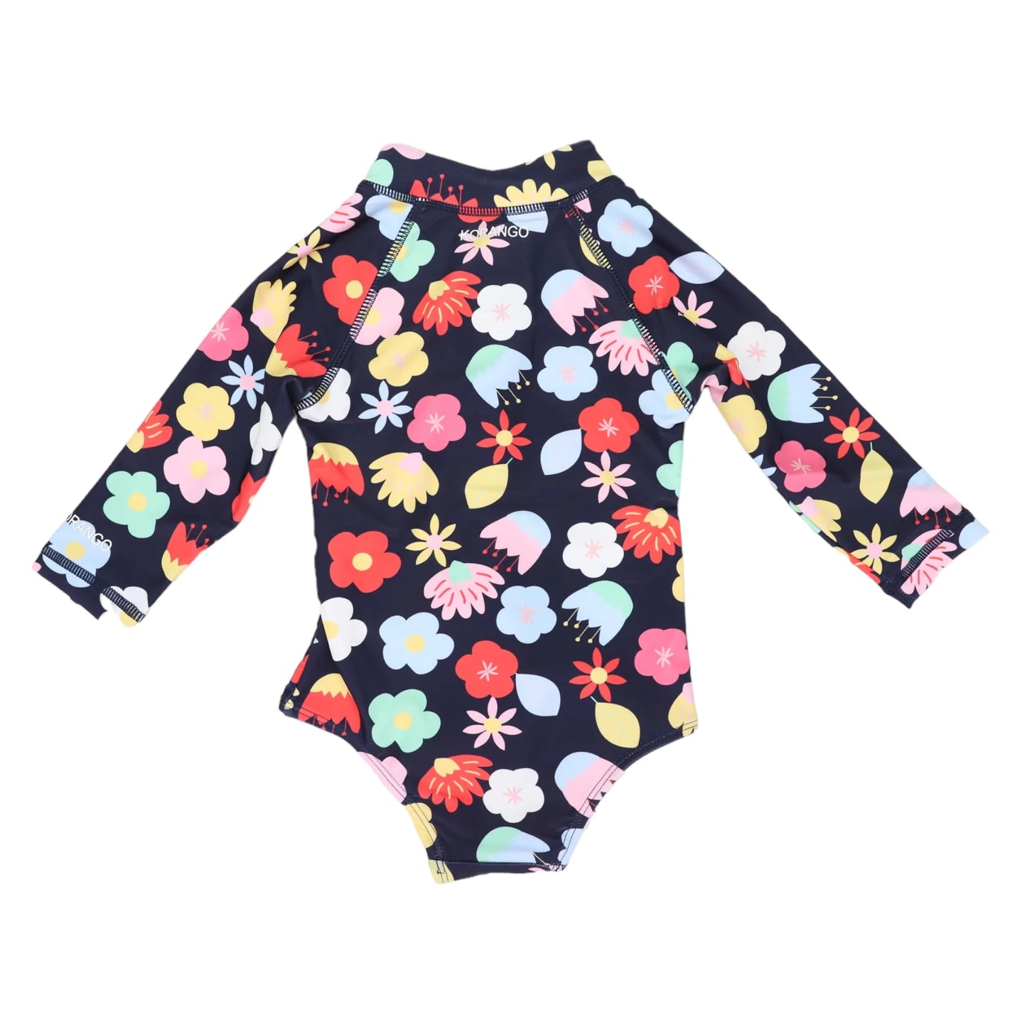 Flower Long Sleeve UPF50 Swimsuit - Navy 1Y