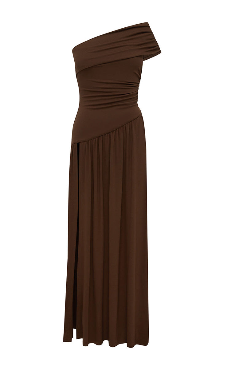 Larsen One Shoulder Maxi Dress - Espresso