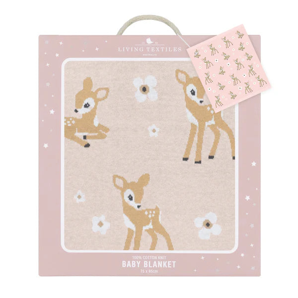 Whimsical Blush Fawn Baby Blanket - 100% COTTON