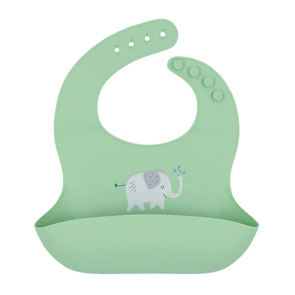 Silicone Bib - Elephant/Sage