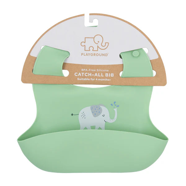 Silicone Bib - Elephant/Sage