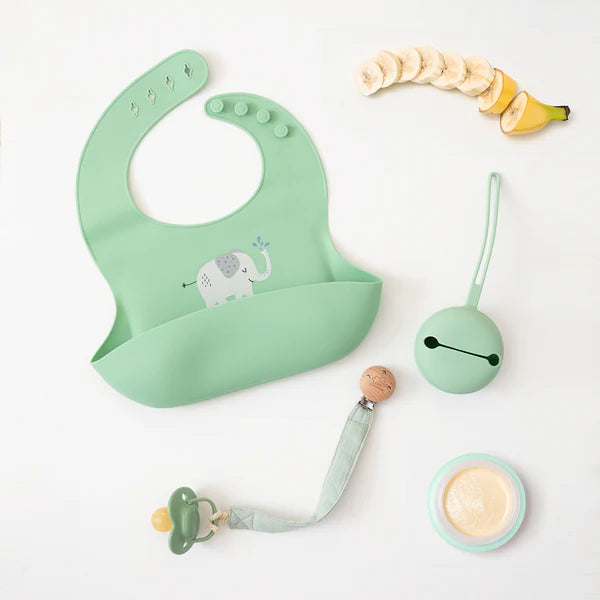 Silicone Bib - Elephant/Sage