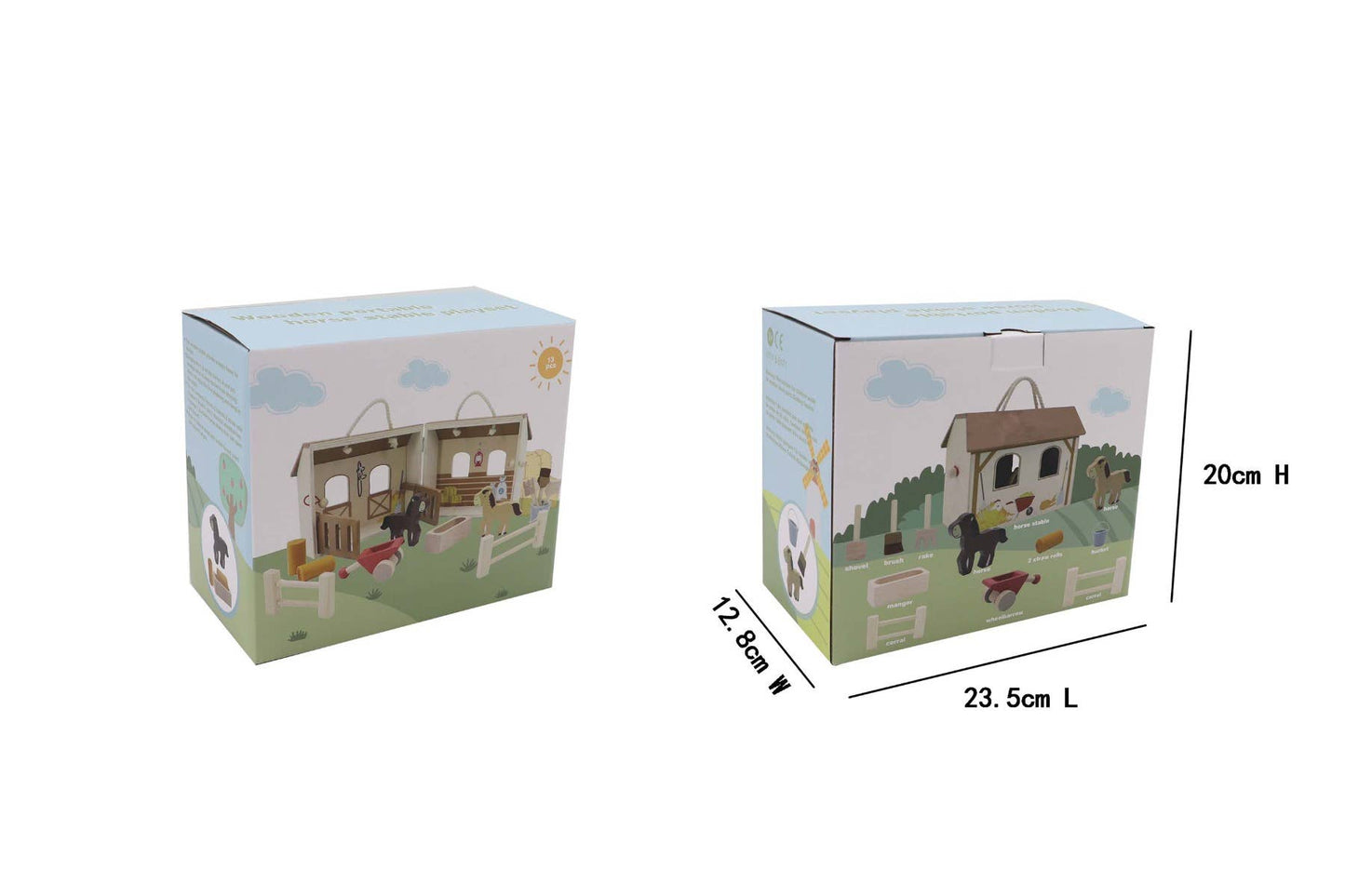 Wooden Horse Stable Play Set
