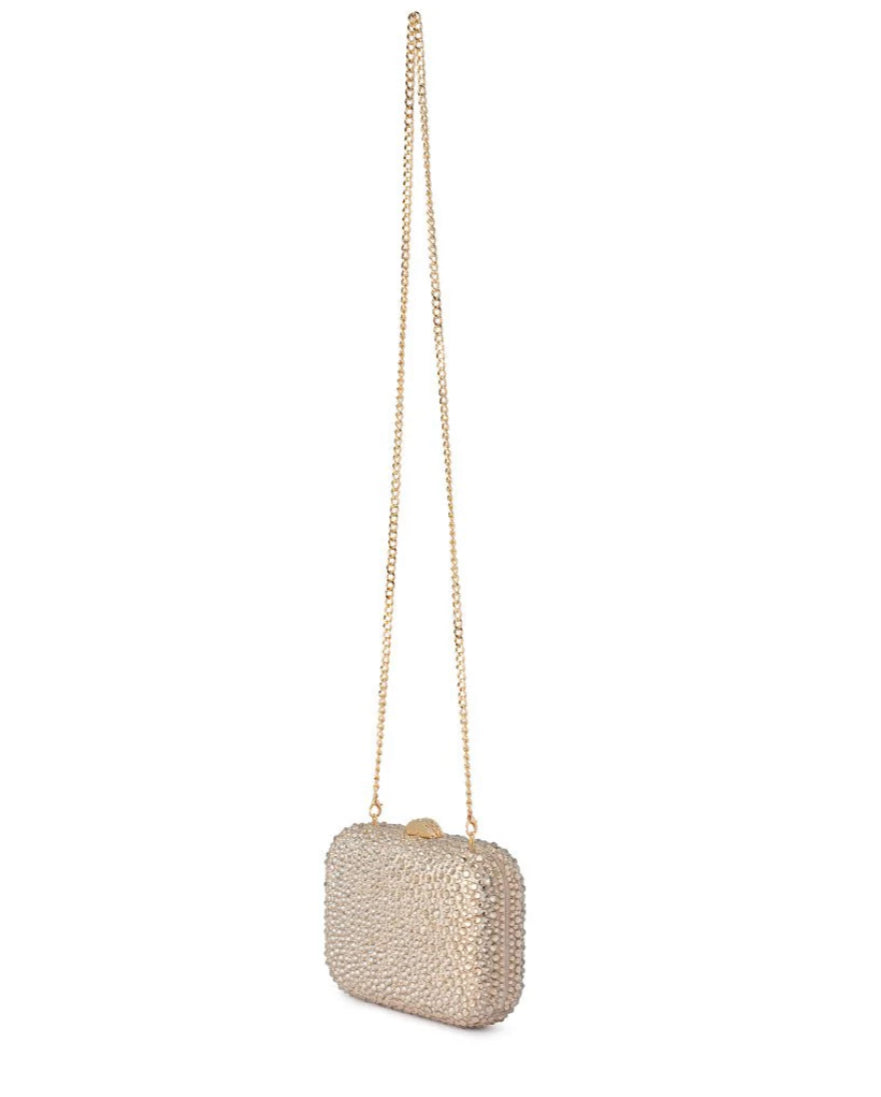 Casey Hotfix Encrusted Clutch - Champagne