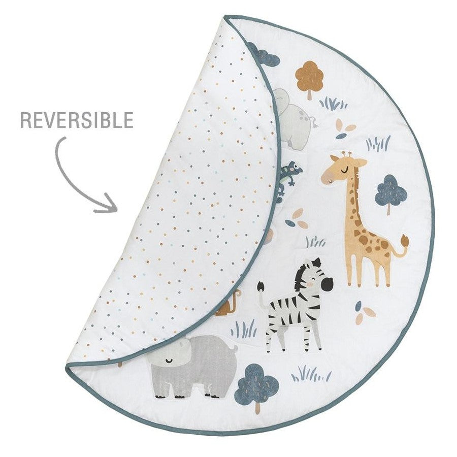 Play Indoor Mat Cotton Sateen With Milestone Cards - Day At The Zoo