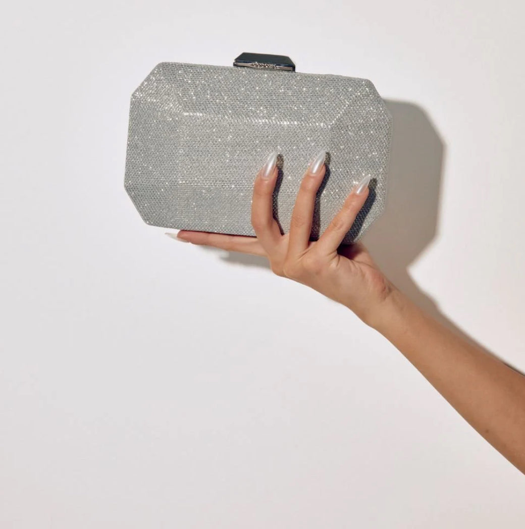Avery Faceted Clutch - Silver