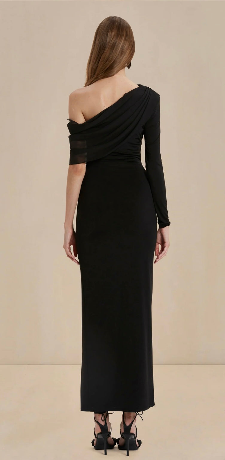 Sassari One Shoulder Dress - Black