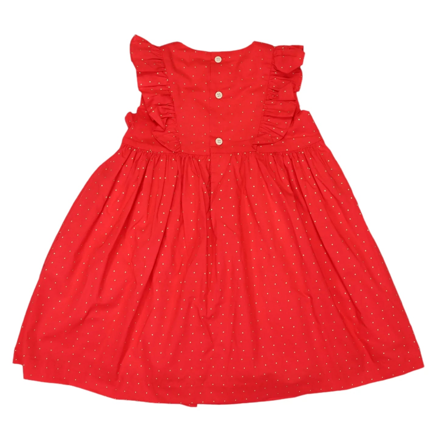 Gold Spot Frill Dress - Red