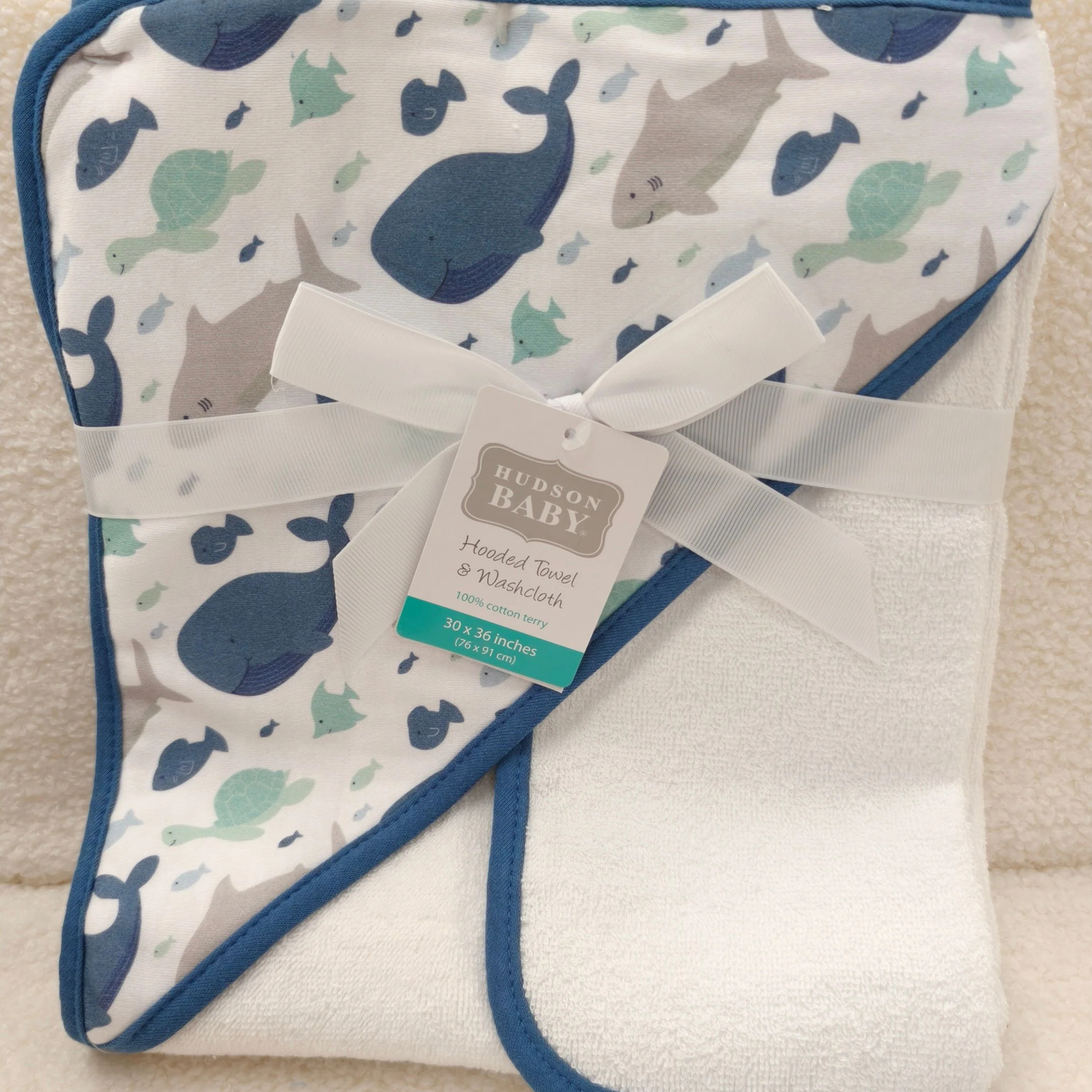 Hooded Towel & Washcloth - Whale