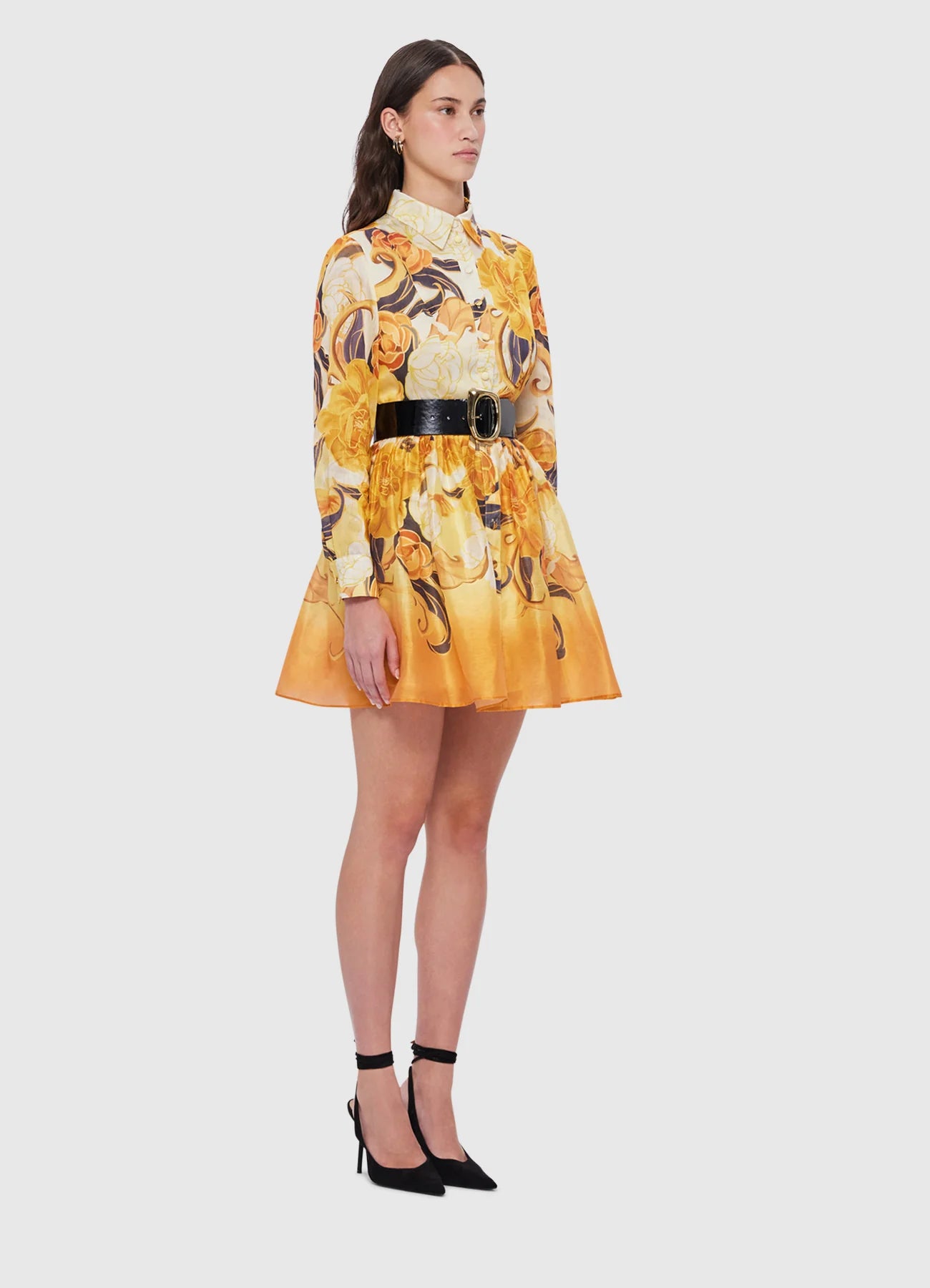 Amira Belted Mini Dress - Adorn Print in Royal