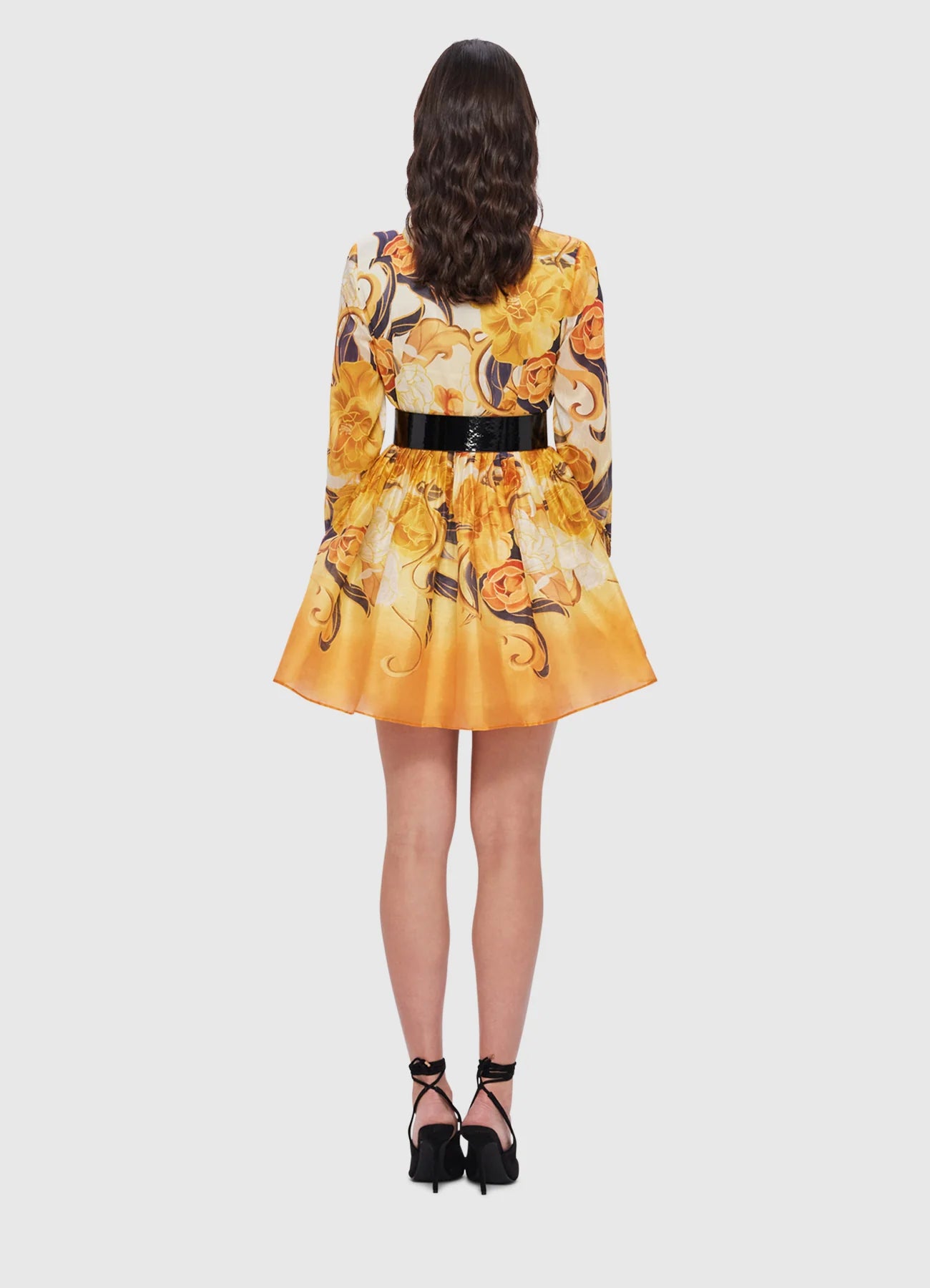 Amira Belted Mini Dress - Adorn Print in Royal