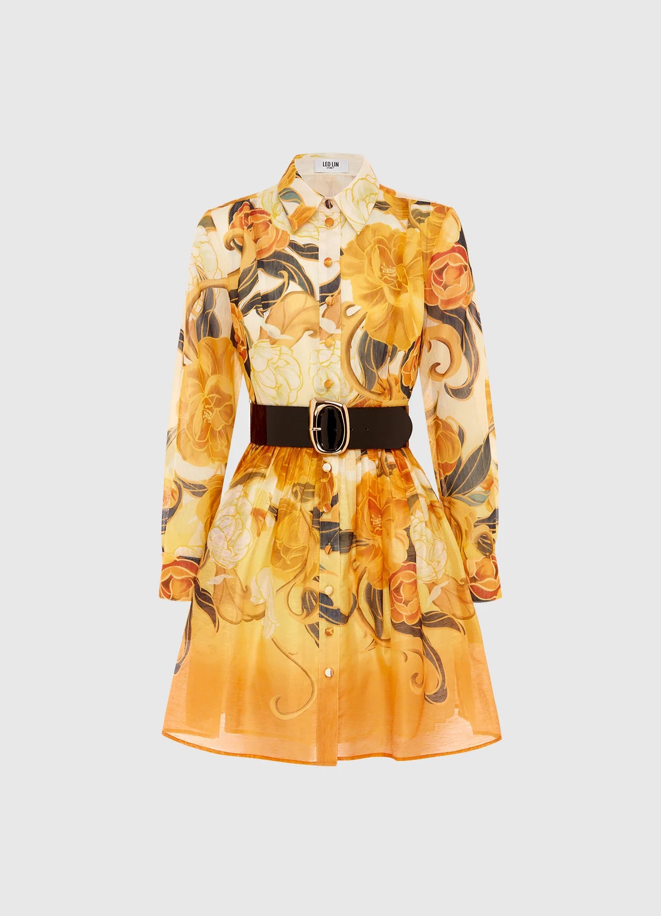 Amira Belted Mini Dress - Adorn Print in Royal