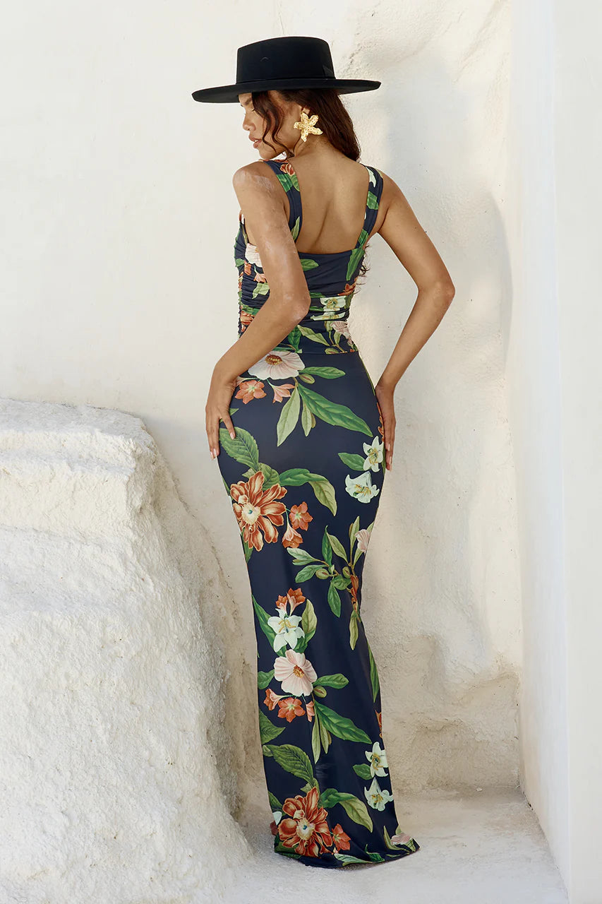 Maiori Maxi Dress - Black Floral