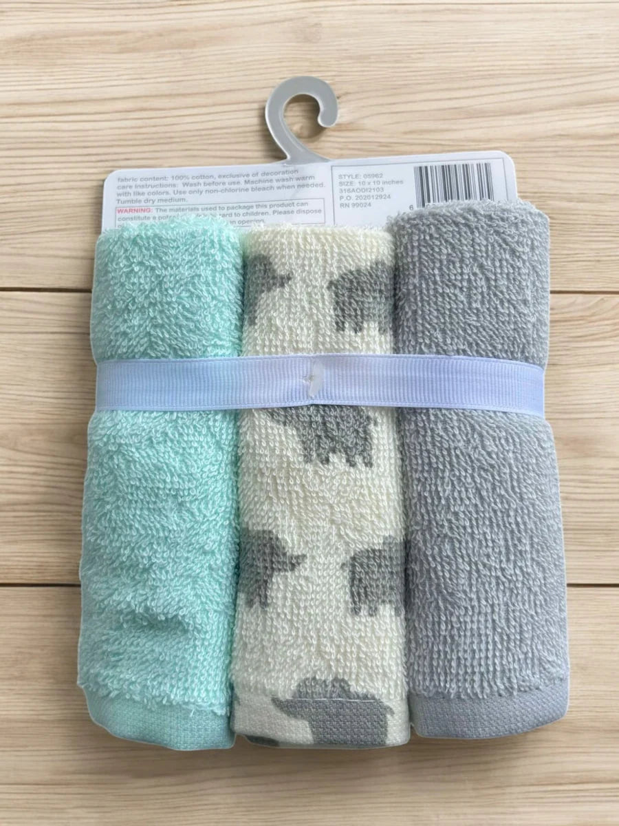 6 pc Woven Terry Washcloth - Elephant & Sage