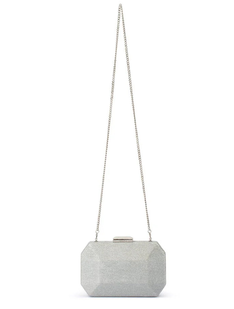 Avery Faceted Clutch - Silver
