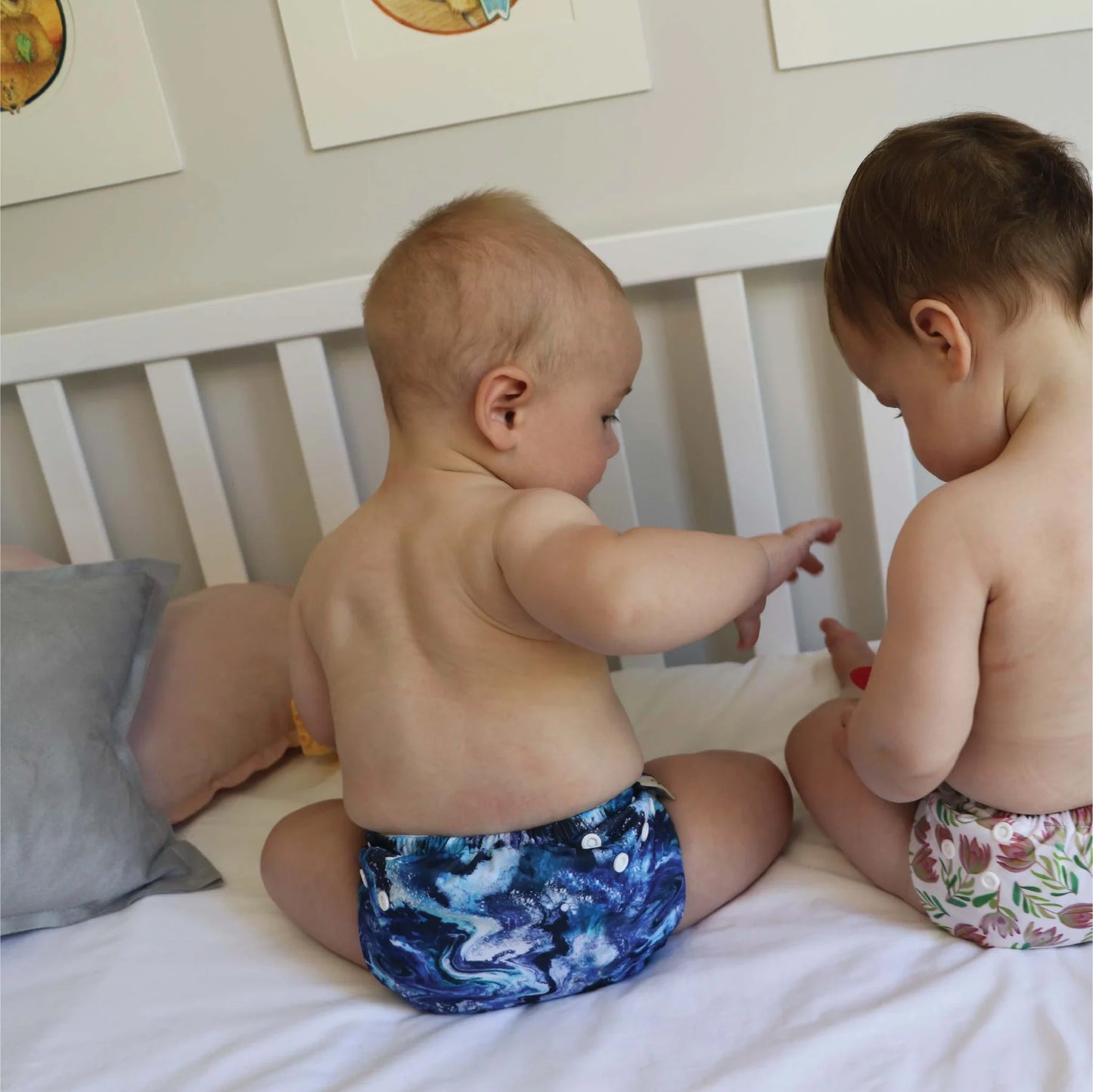 Side Snapping Cloth Nappy - Western Waters Print