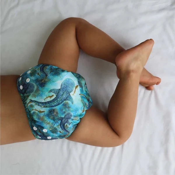 Side Snapping Cloth Nappy - Ningaloo Dreaming Print