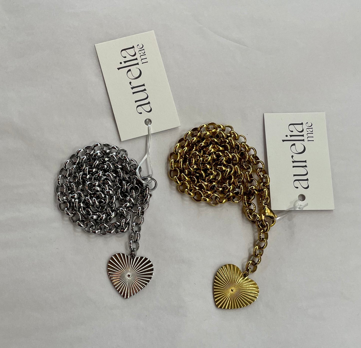 Chunky Heart Necklace - Gold or Silver