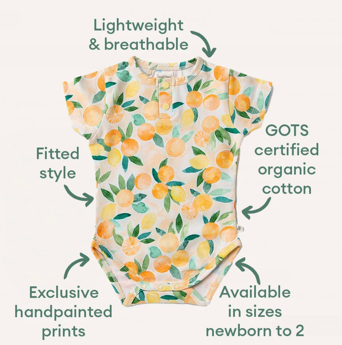 Sunny Citrus Short Sleeve Organic Bodysuit
