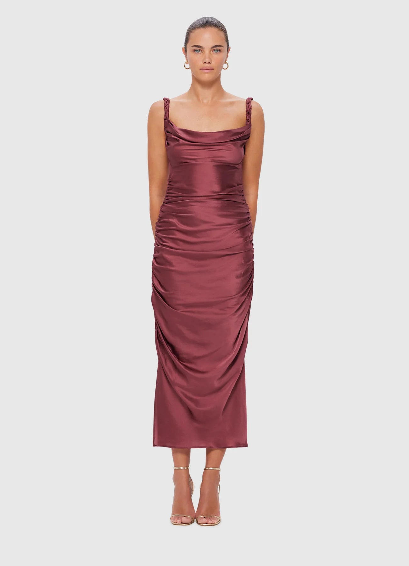 Rachel Cowl Neck Slip Dress - Burgundy