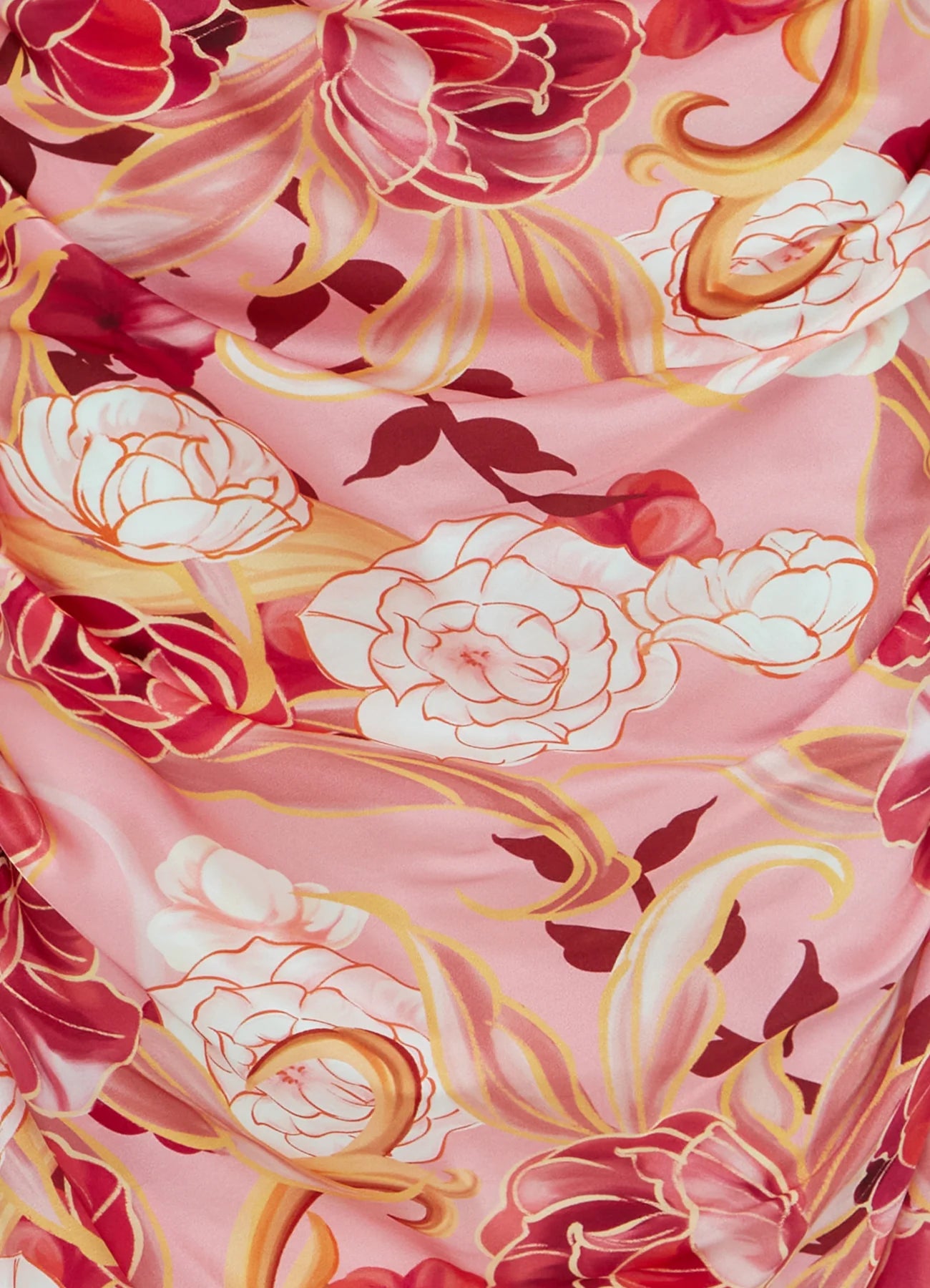 Rachel Cowl Neck Slip Dress - Adorn Print in Passion