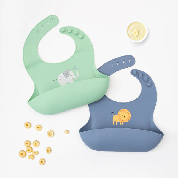 Silicone Bib - Elephant/Sage