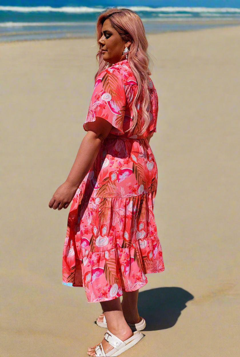 Pink Paradise Midi Shirt Dress