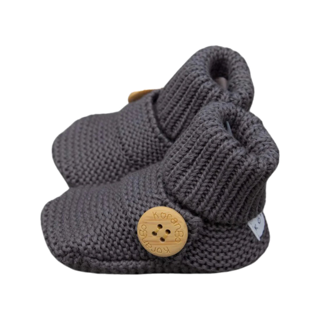 Cotton Knit Bootie with Gift Box - Charcoal