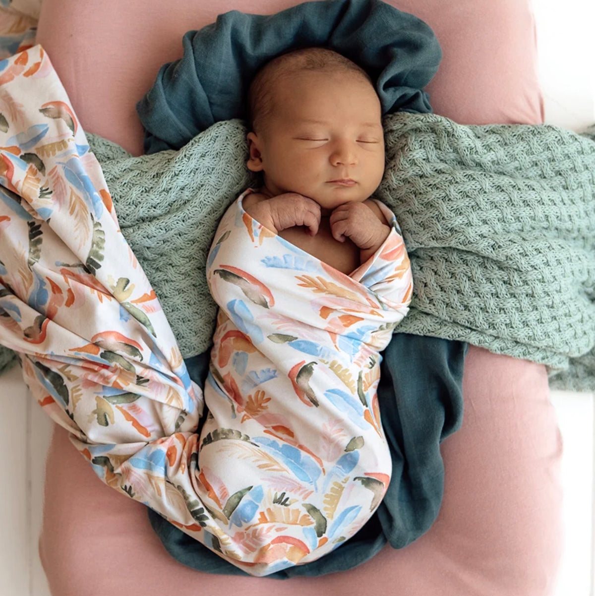 Summer Palm Organic Jersey Wrap & Topknot Set