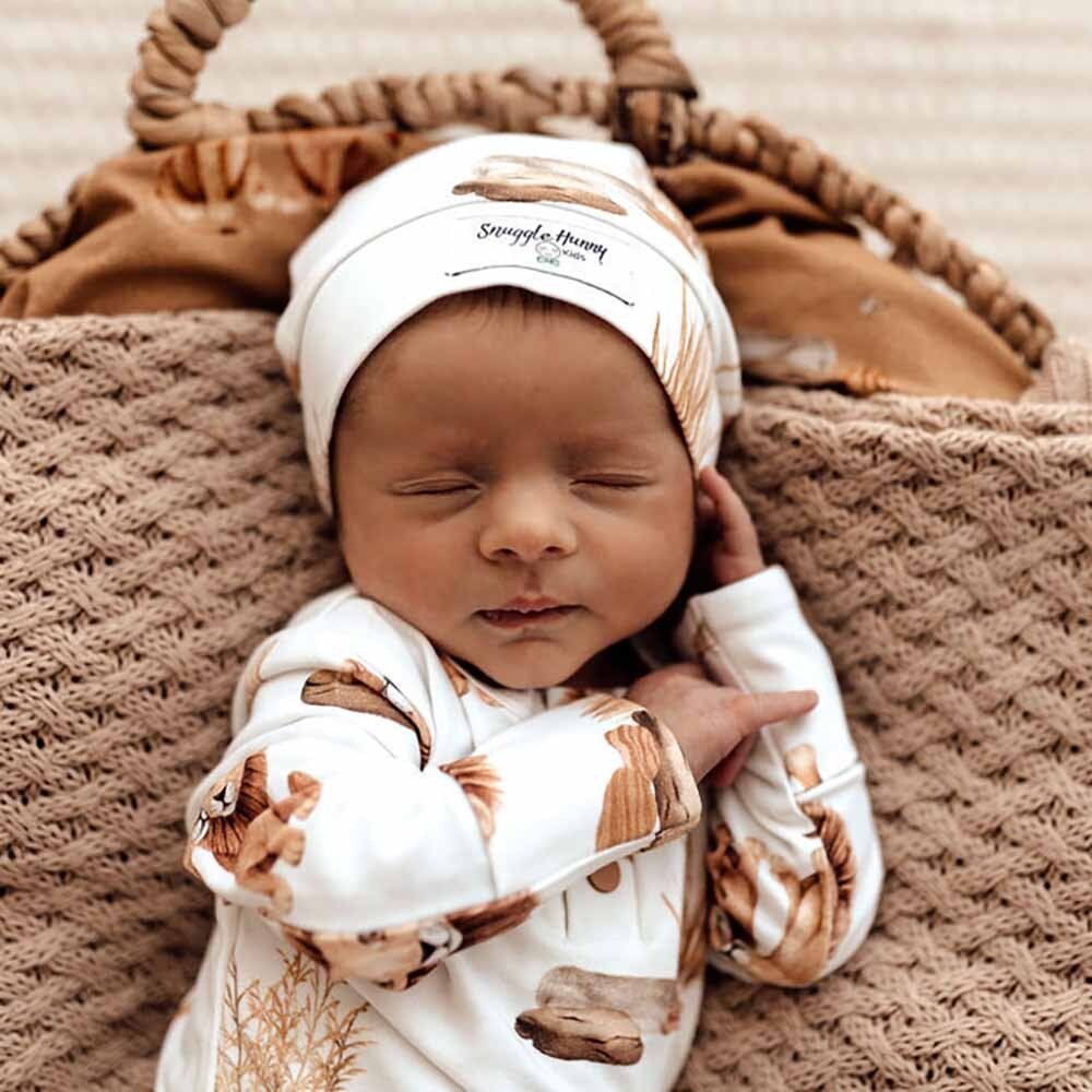 Unisex Organic Knotted Beanie - Lion