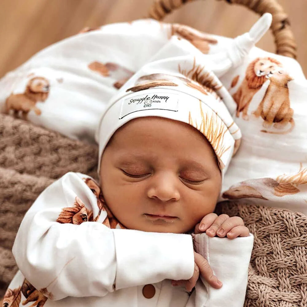 Unisex Organic Knotted Beanie - Lion