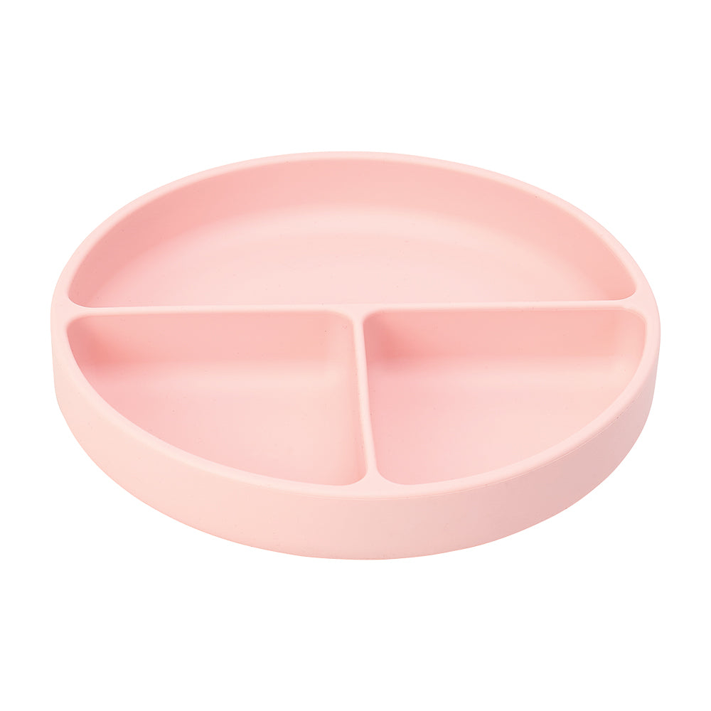 Baby Silicone Suction Divided Plate - Pink