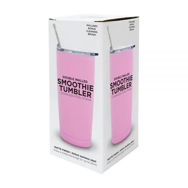 Smoothie Cup + Straw – Double Walled – Stainless Steel – Paper Daisy 500ml