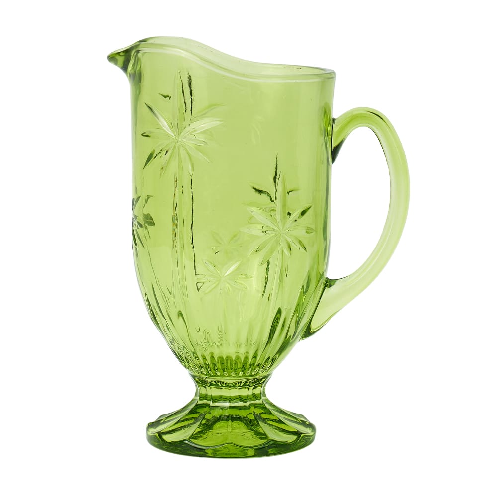 Glass Jug - Palm Tree - Green