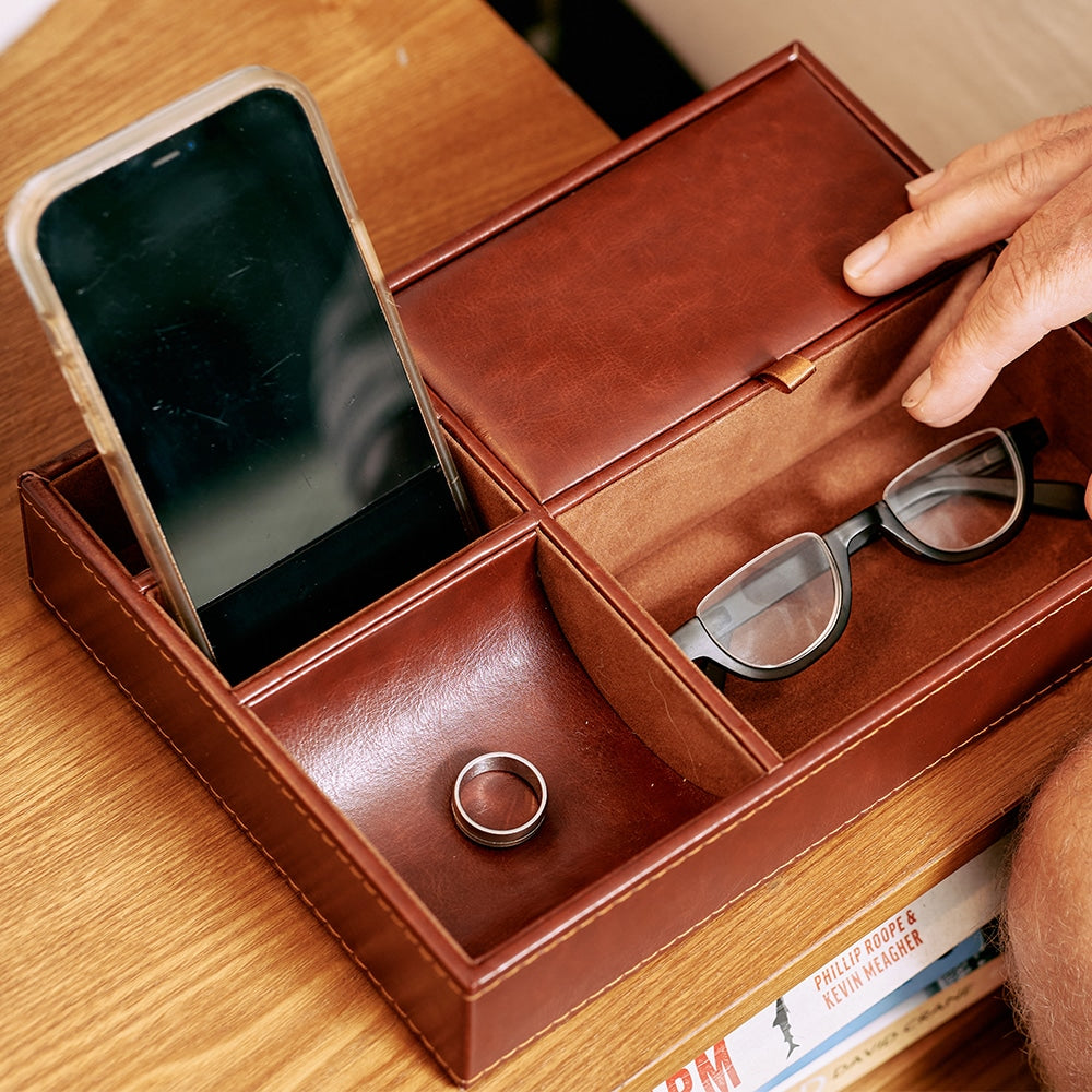 Gentlemans Nightstand Tray - Vegan Leather