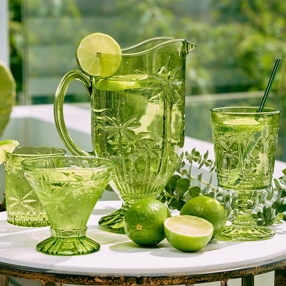 Glass Jug - Palm Tree - Green