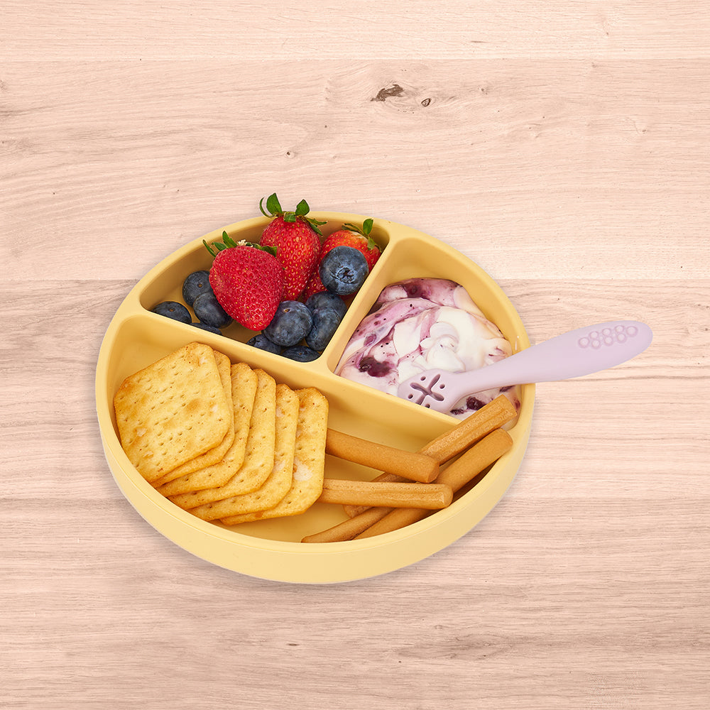 Baby Silicone Suction Divided Plate - Pink
