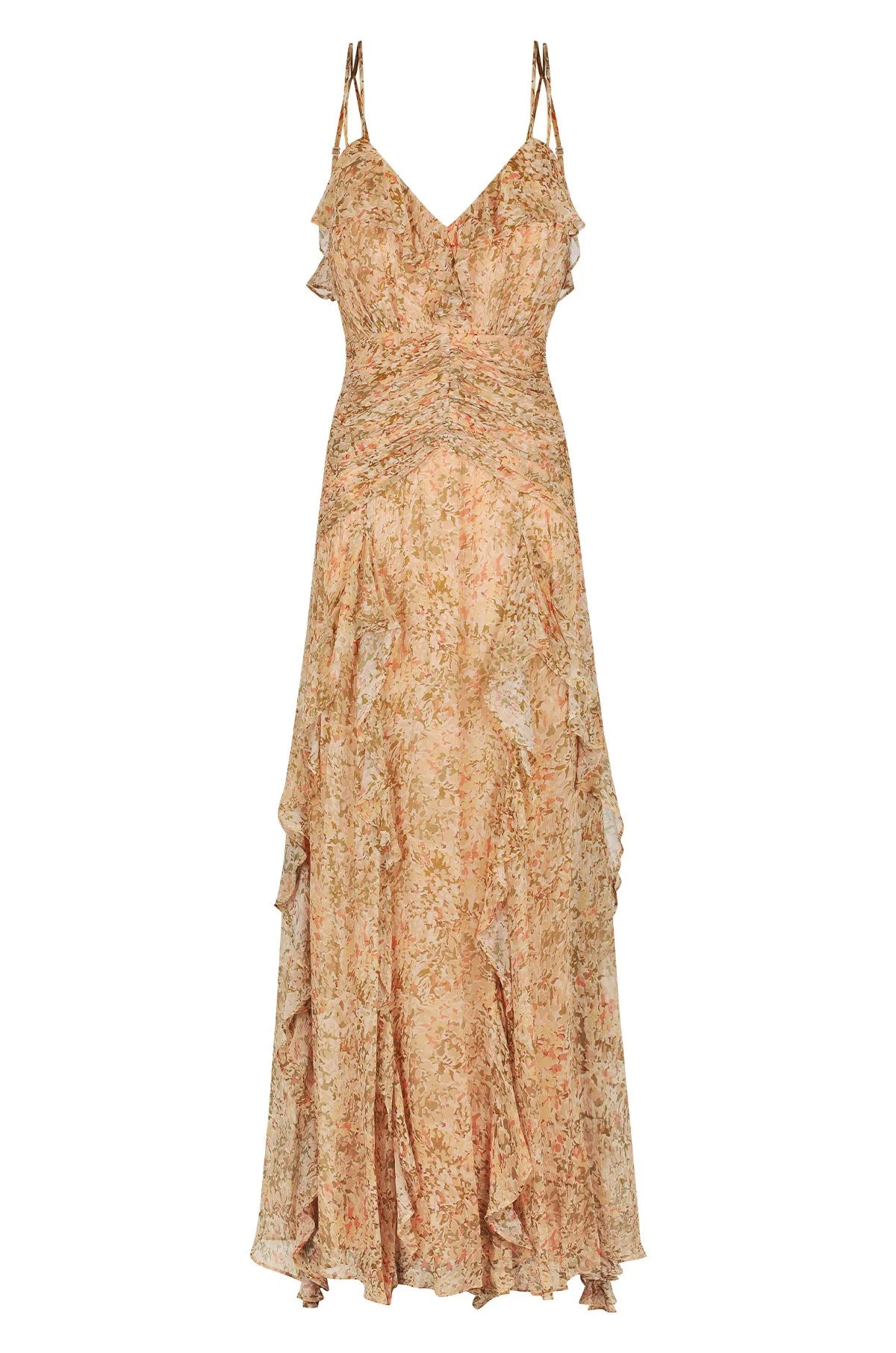 Double Strap Frill Maxi Dress - Louise Print