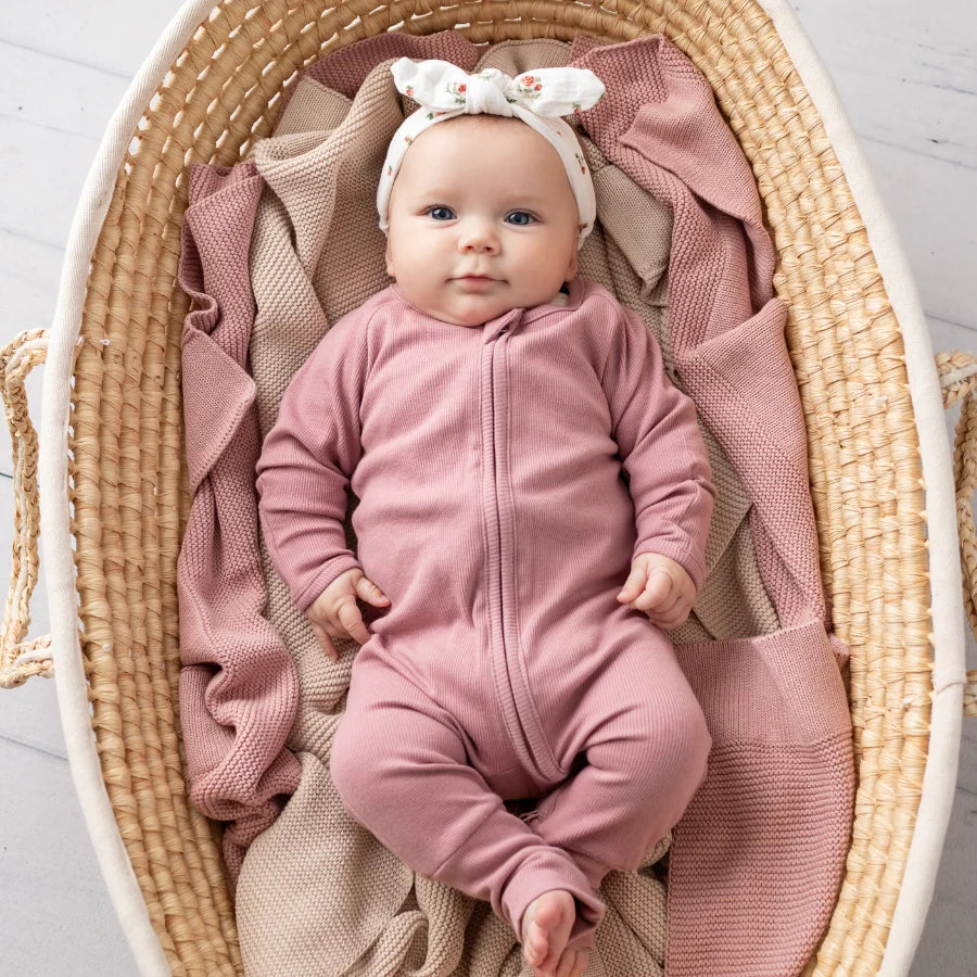 Wanderer Organic Full-Length Onesie - Rosy Mauve