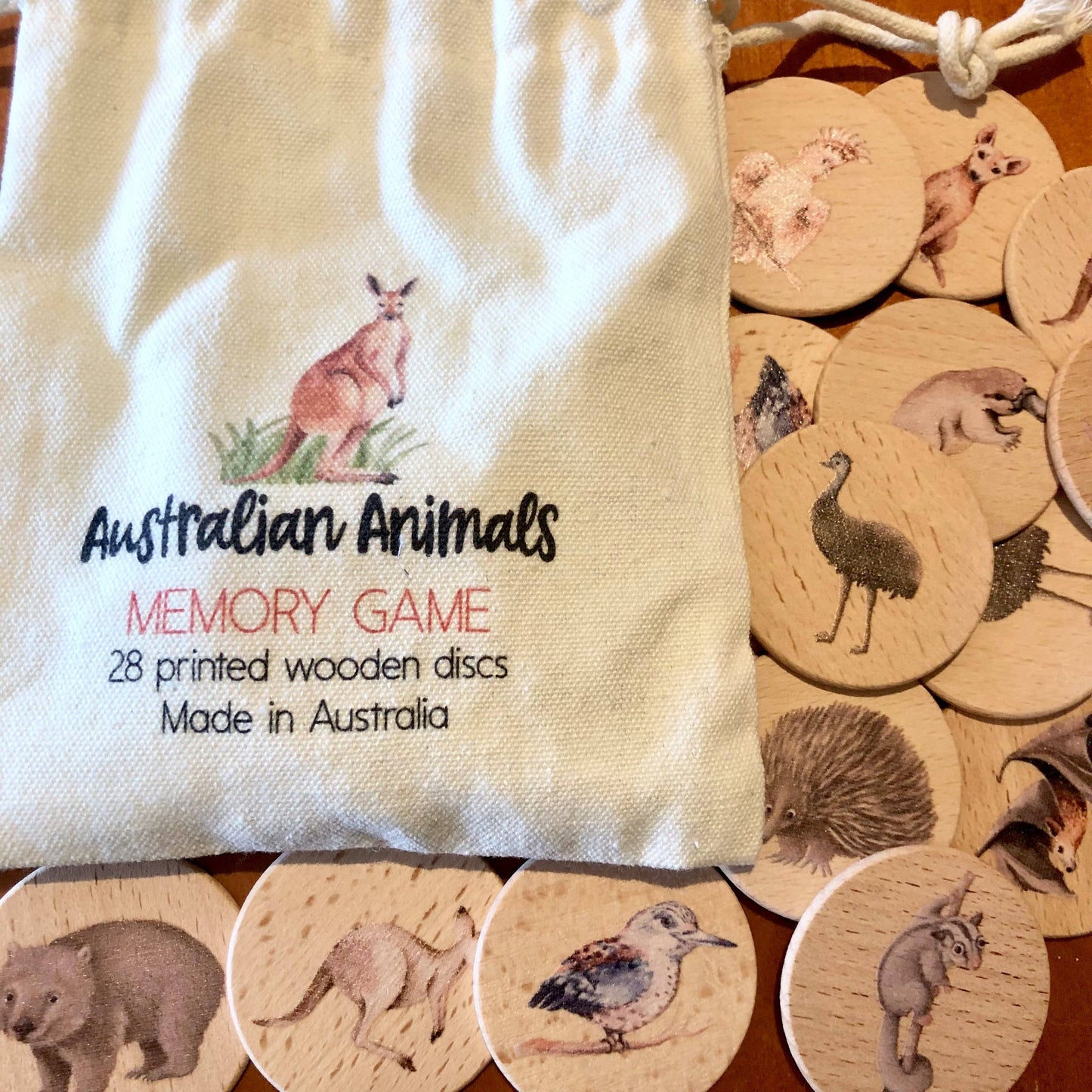 Wooden Australian Animals Memory Game