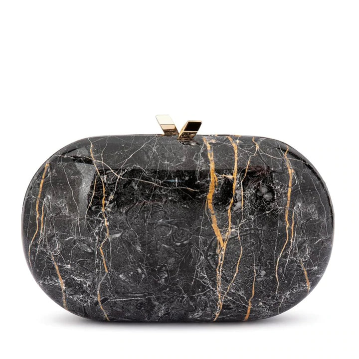 Quartz Oval Clutch Black