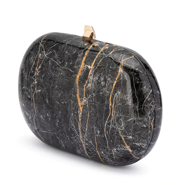 Quartz Oval Clutch Black