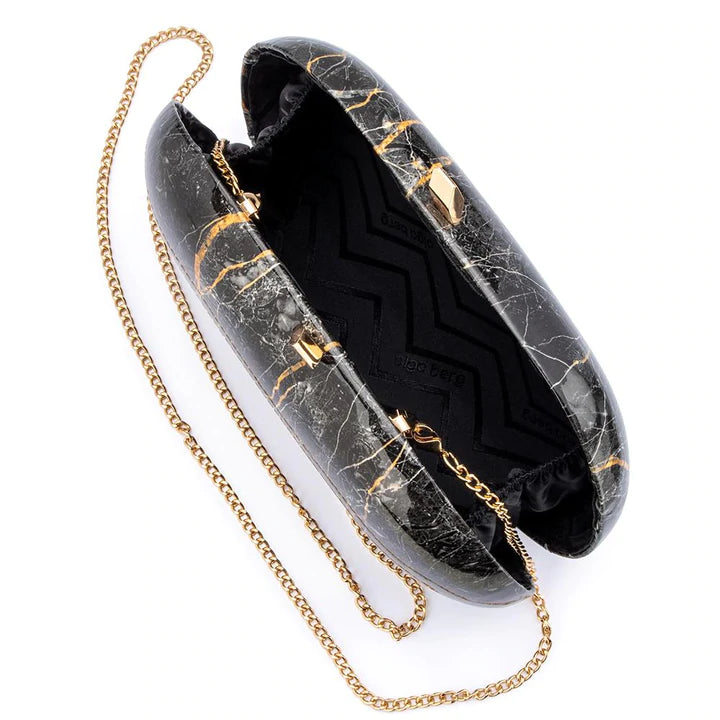 Quartz Oval Clutch Black
