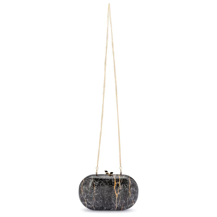 Quartz Oval Clutch Black
