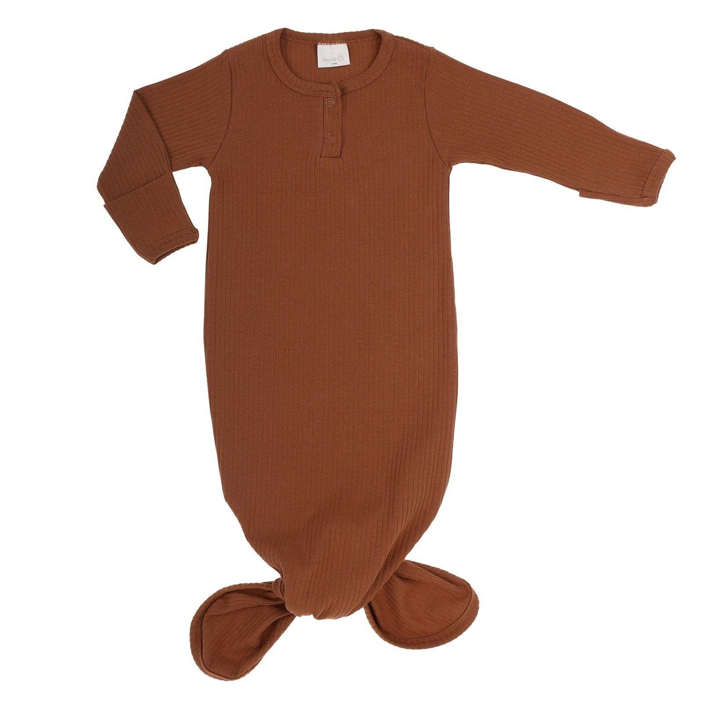 Ribbed Organic Knotted Gown - Pecan