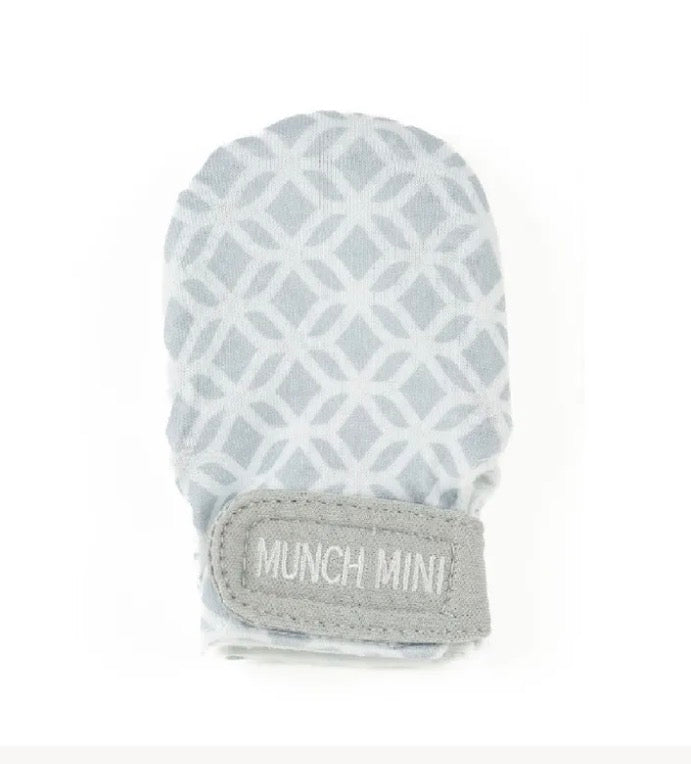 Munch Minis Teething and Anti Scratch Mitts - Grey Geo