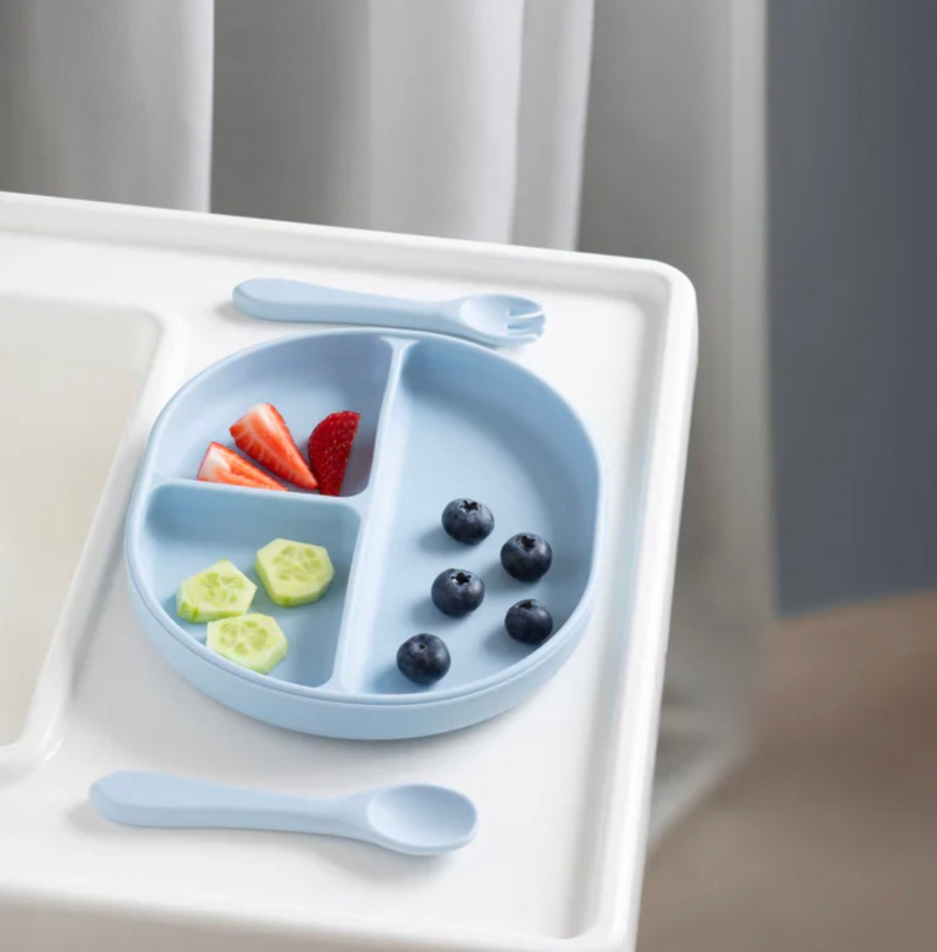 Silicone Feeding Set - Dusty Blue